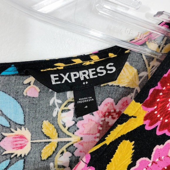 Express Floral Black and Pink Jumpsuit - Picture 7 of 8